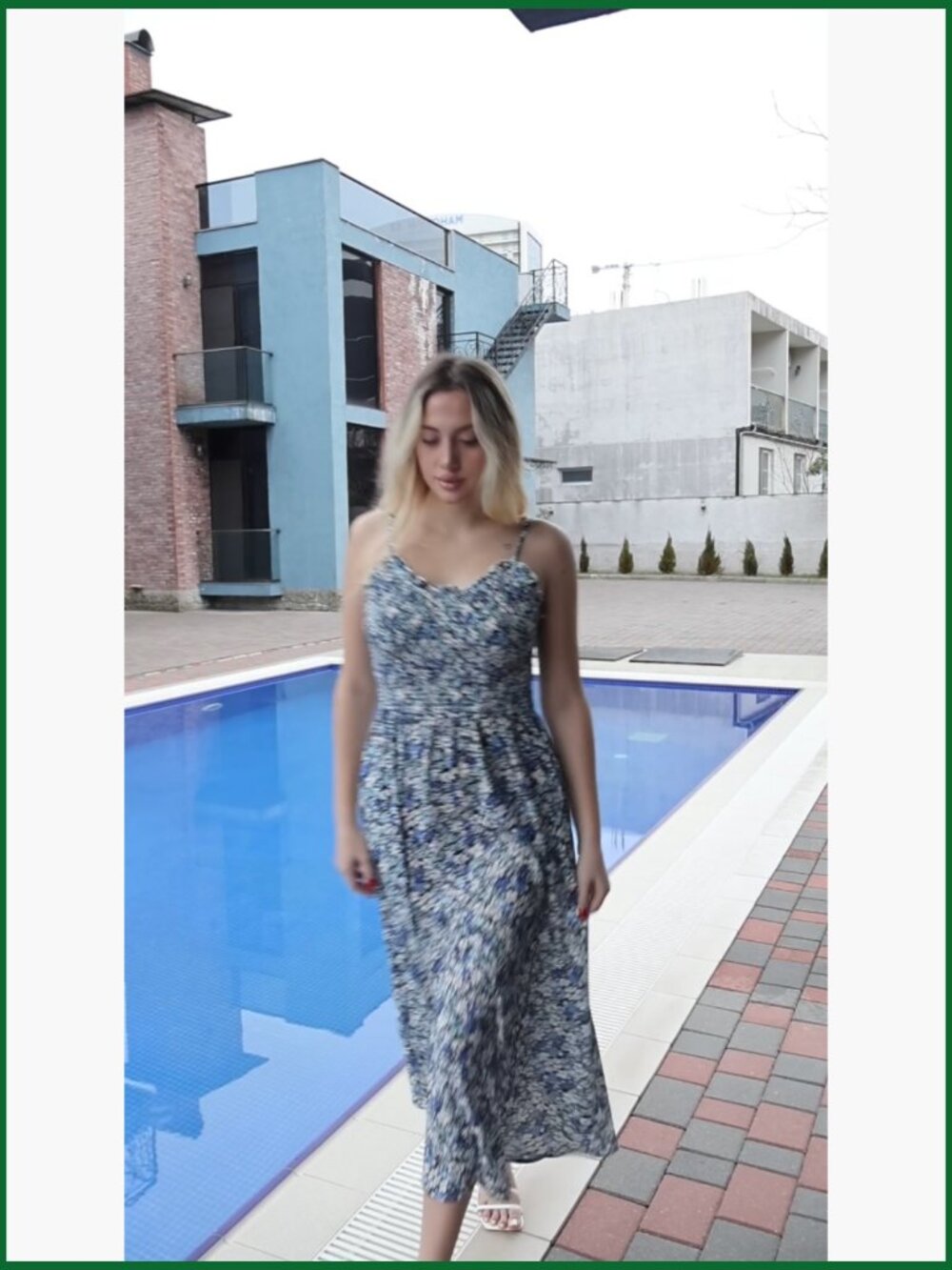 Floral Maxi Dress with Pockets, Spaghetti Strap, Wrinkle-Resistant Polyester - Picture 7 of 7